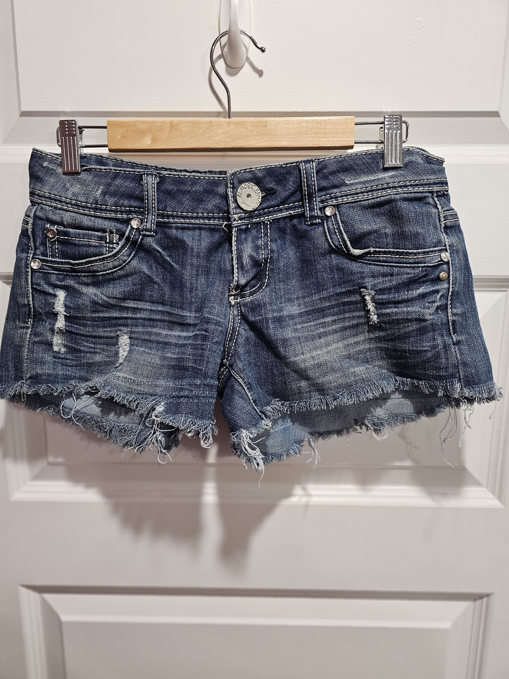 Almost Famous Distressed Women's Denim Cutoff Shorts - Blue